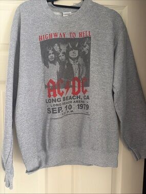 Junk Food Clothing Gray "AC/DC Highway to Hell" Sweatshirt with Red Print